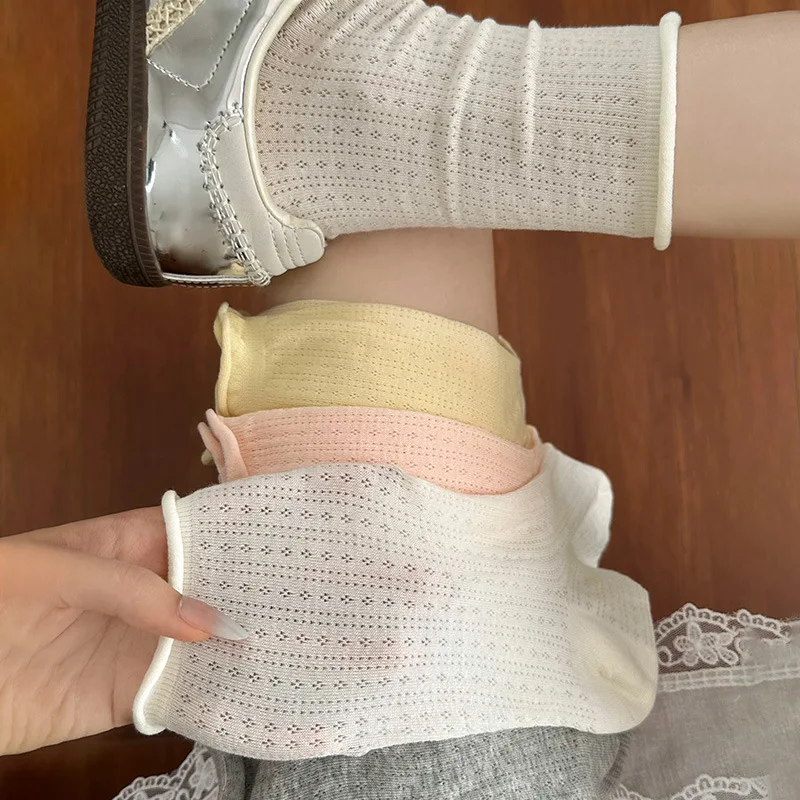 

Белые носки с напуском для женщин, эластичные бесшовные модные простые носки до середины икры, хлопковые впитывающие пот дышащие носки Zhuji