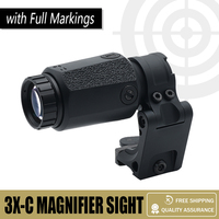 3X-C Scope 3X Magnifier with FTC Mount Perfect Red Dot Combo for Tactical Hunting Airsoft with Full Markings
