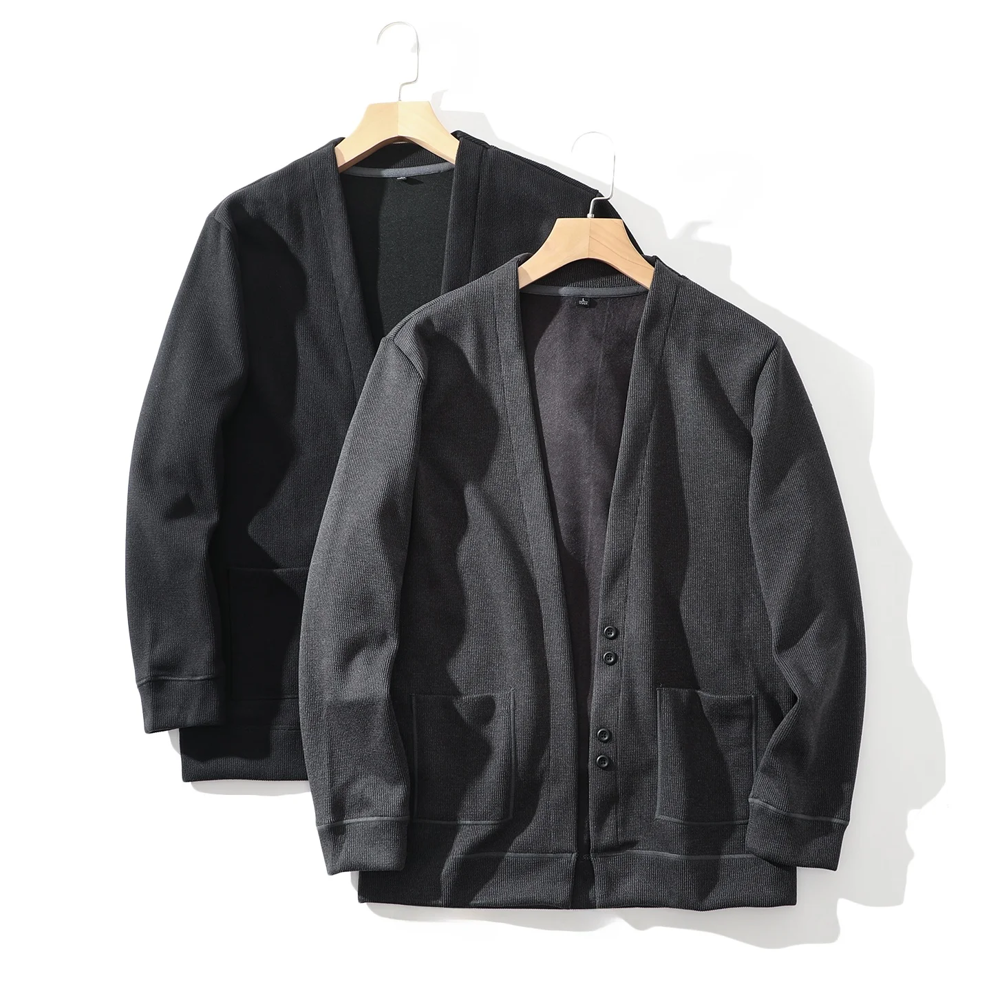 

High-Quali Wool Blend Men's Knitted Fce Open Cardigan Warmth Retention Faionable V-Ne Long Sve Daily Wear