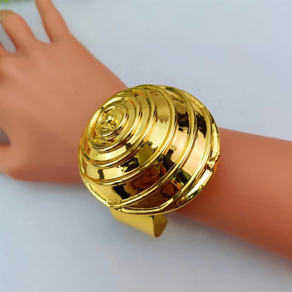 مجموعة مجوهرات نسائية ذهبية اللون من إيما ، قلادة زفاف إفريقيي دبي ، خاتم قابل للتعديل ، مجموعة مجوهرات نحاسية كبيرة