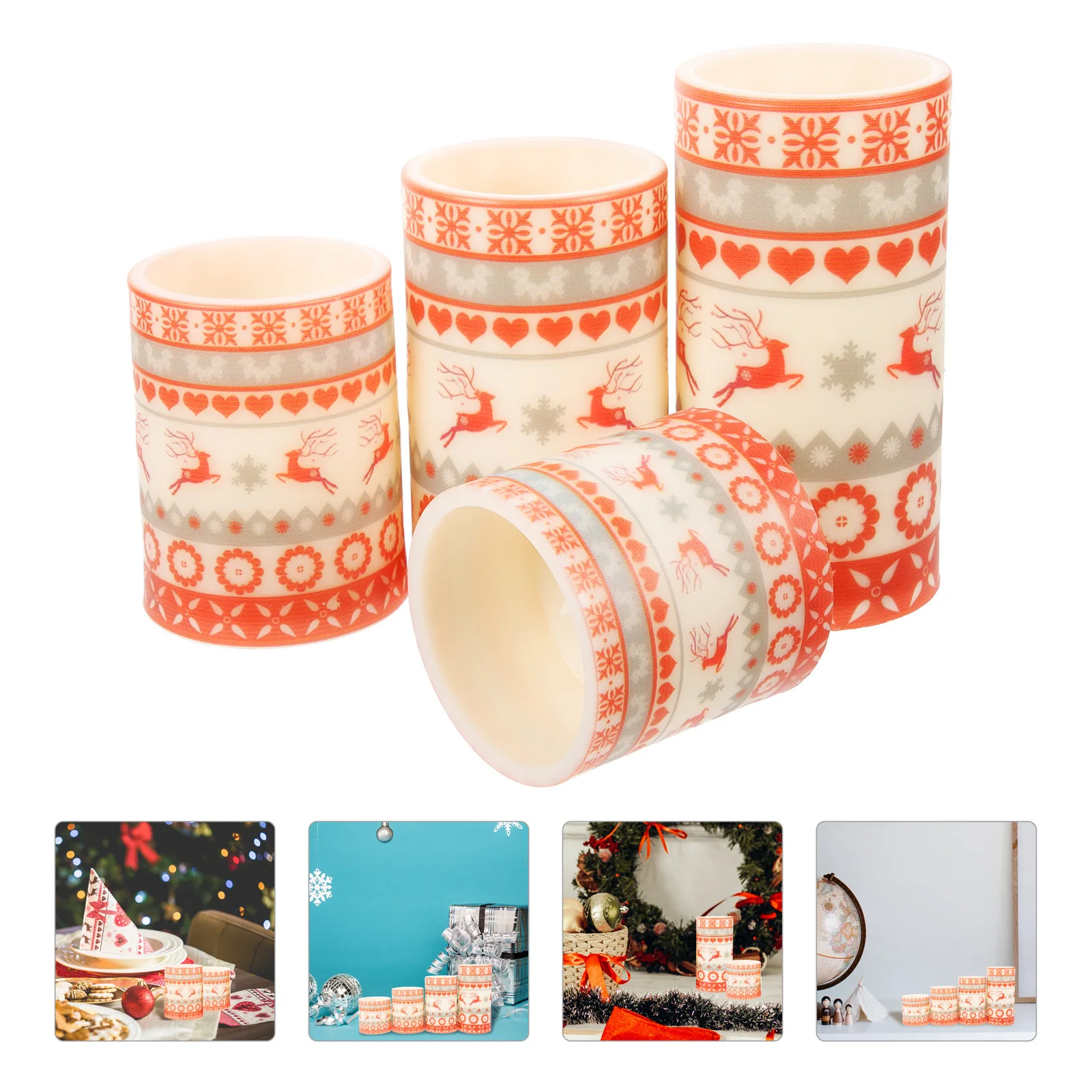 

4Pcs Christmas Lights Flameless LED Candles Electronic Decoration for Indoor Outdoor Party Christmas Home