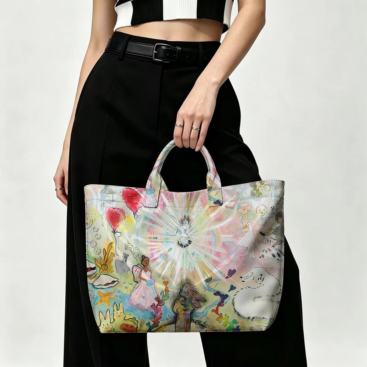 Fantasy World Fashion Bag Transparent PVC Waterproof Handbag Large Capacity Daily Commute Shoulder Tote Mummy Bag