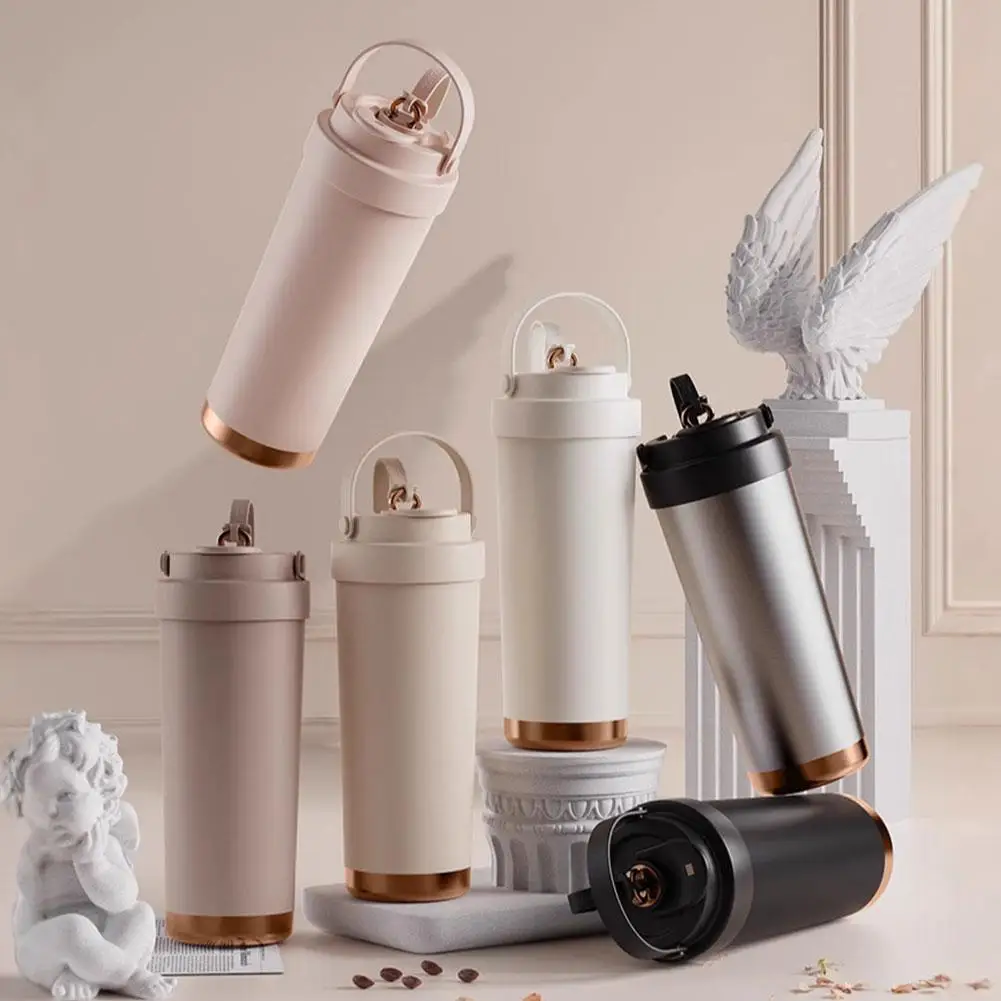 

750ML Large Capacity Dual Drink Ceramic Inner Pot Insulated Cup for Men Women With Straws And Coffee cups For Outdoor Travel