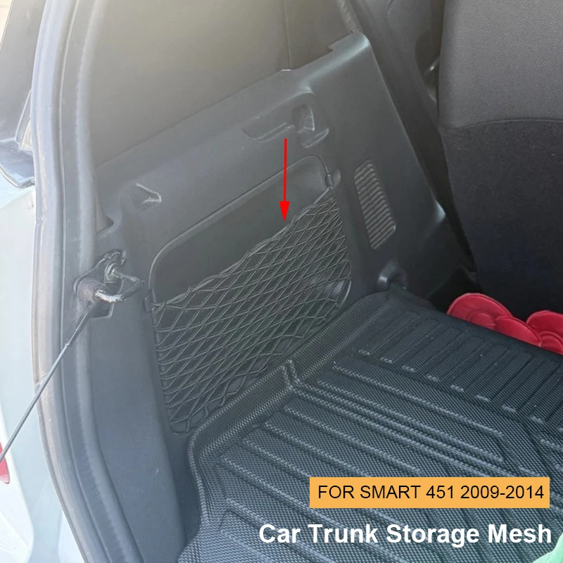 Car Trunk Mesh Organizer Car Tail Storage Net Seat Back Pocket For Smart Fortwo 451 2009-2014 Trunk Bag Interior Accessories