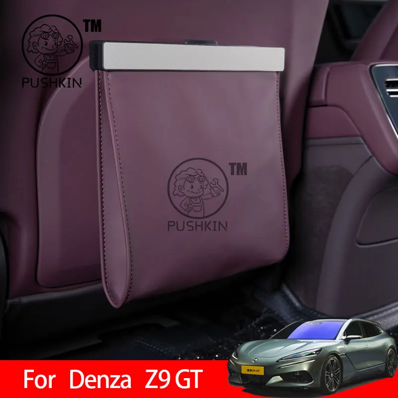 

For Denza Z9GT 2025 2026 Rear Garbage Bag Seat Back Hanging Chair Back Storage Bag leather Interior Accessories
