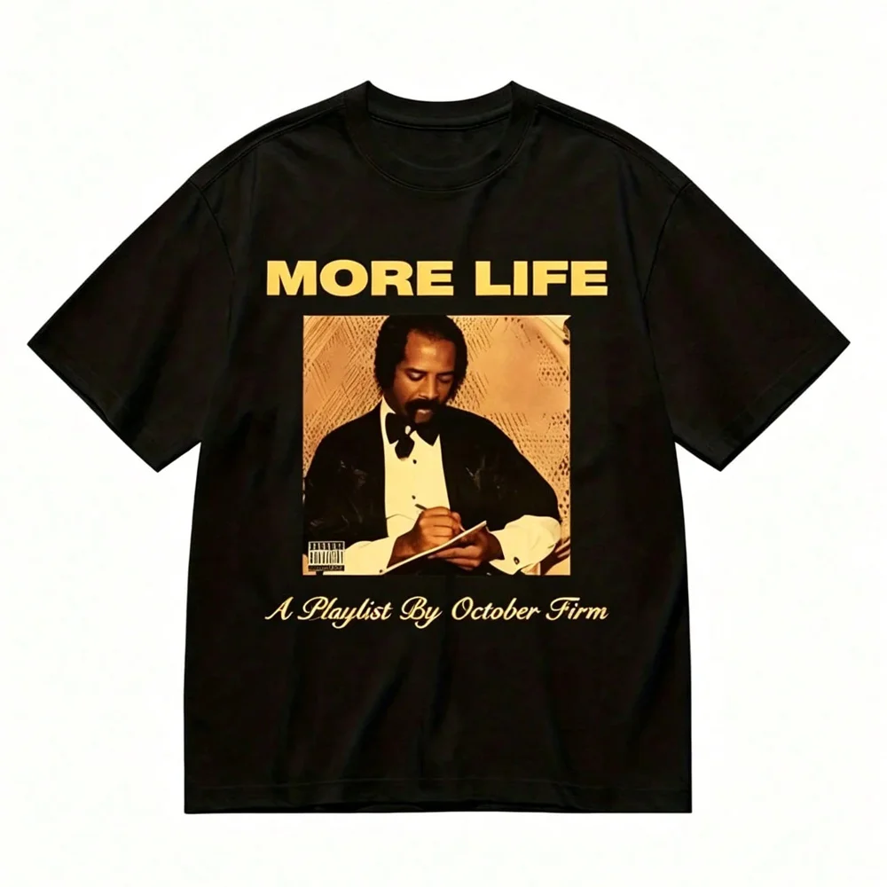 Vintage Photo Oversize Drake More Life Graphic Print T-Shirt Unisex Short-sleeved Retro Street Y2K Casual Fashion Tops Clothing