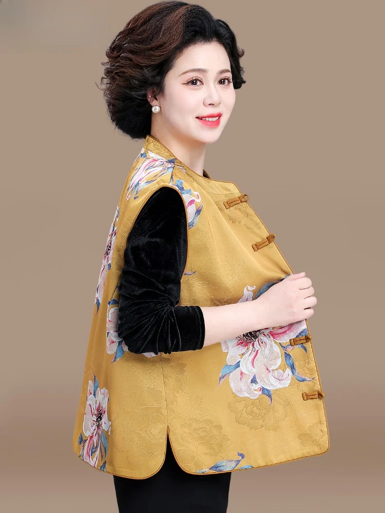 

Новая китайская модная жилетка-пальто для женщин среднего и старшего возраста, весенне-осенняя одежда, традиционный национальный ретро-дизайн