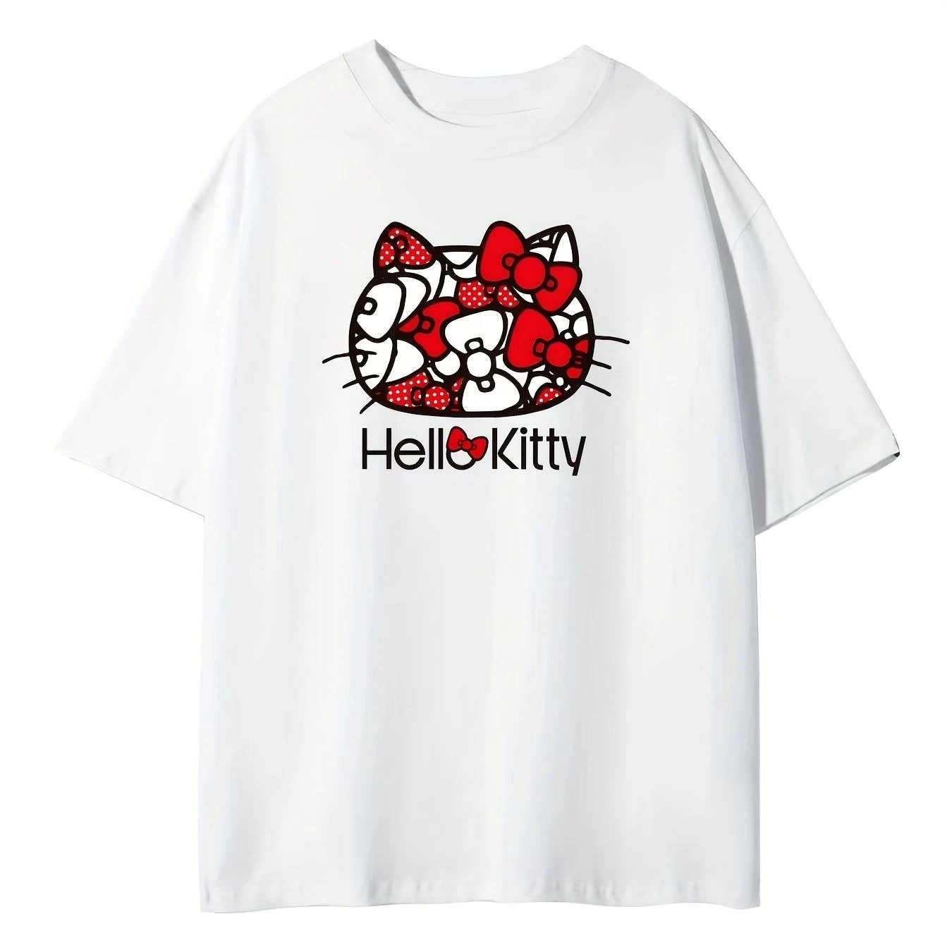 

Hello Kitty Graphic Printing Summer Autumn Winter Cotton Men's and Women's T-Shirts Short Sleeves Luxury Outdoor Sports Brand