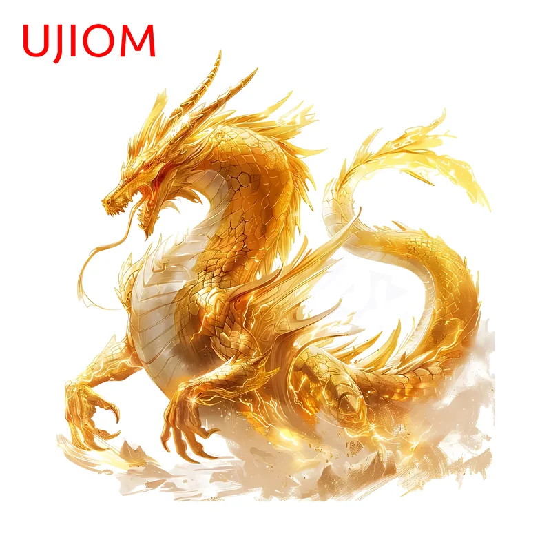UJIOM Artistic Trendy Golden Dragon Wall Sticker Enchanting Hot Selling Adhesive Bookshelf Decal Cool Wallpapers Decorations