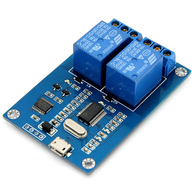

2-полосный релейный модуль 5 В, плата управления реле с индикатором, релейный выход USB-интерфейс