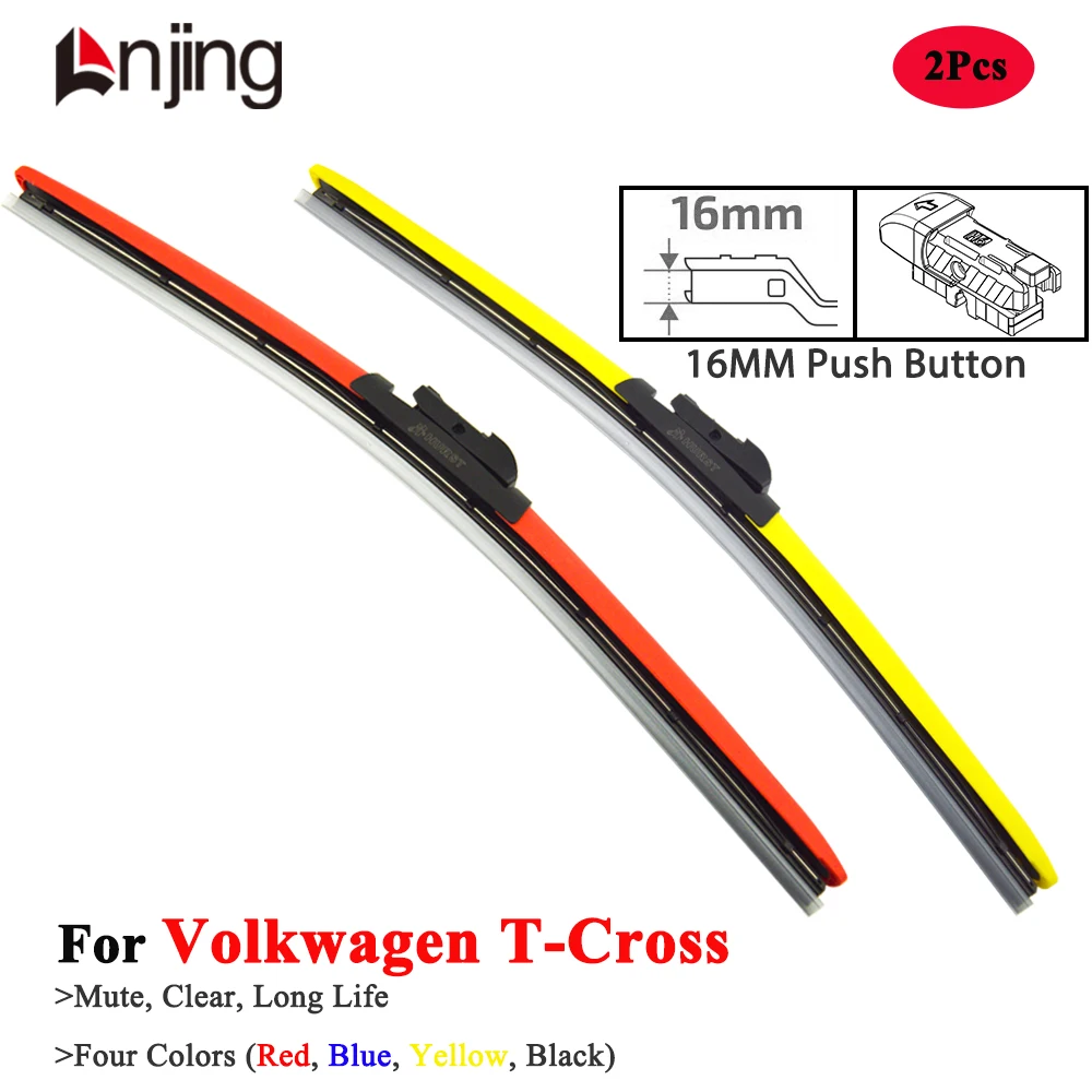 LNJING Colorful Wiper Blades For VW Volkswagen T-Cross C11 2018 2019 2020 2021 2023 2024 2025 Car Accessories Replacement Parts