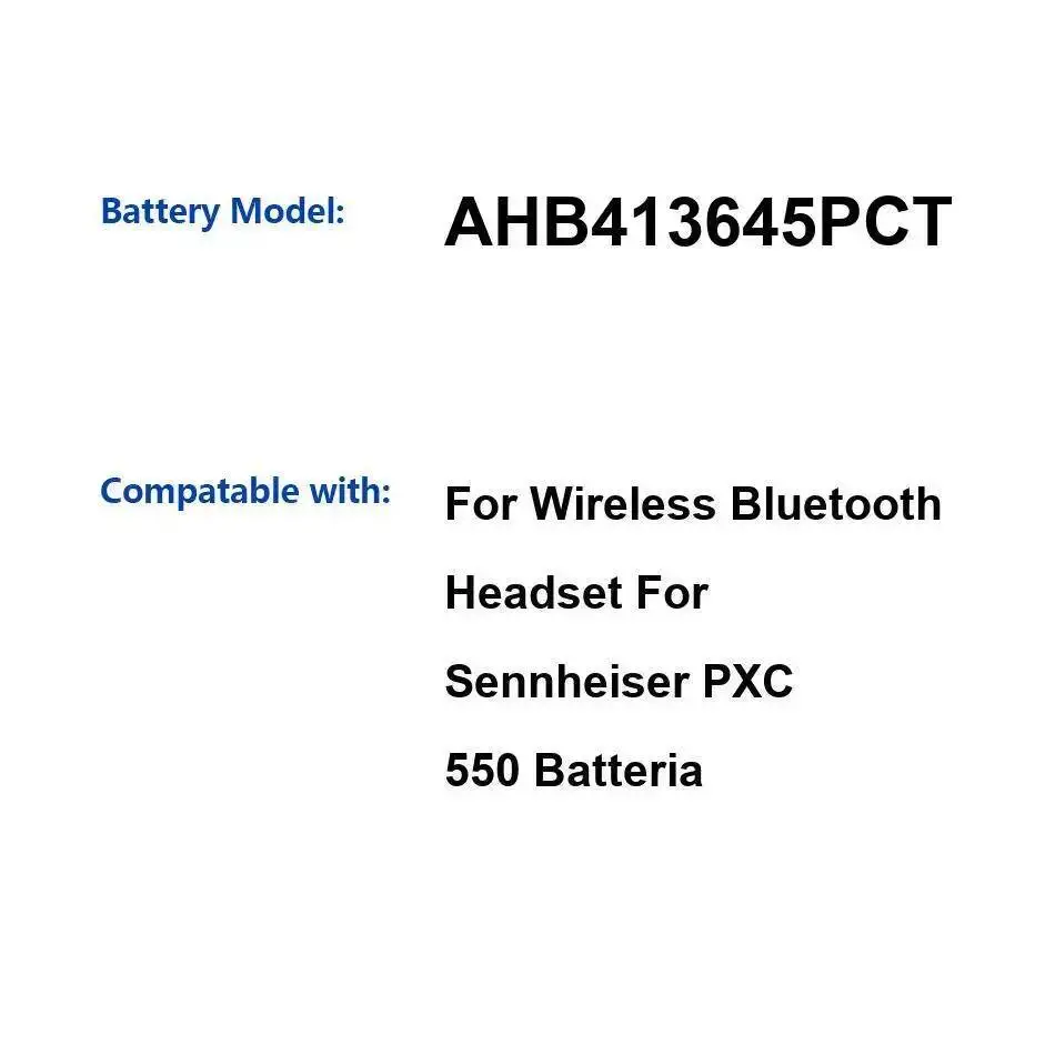 

Аккумулятор для беспроводной гарнитуры AHB413645PCT 650 мАч для беспроводной Bluetooth-гарнитуры для Sennheiser Pxc 550 Batteria