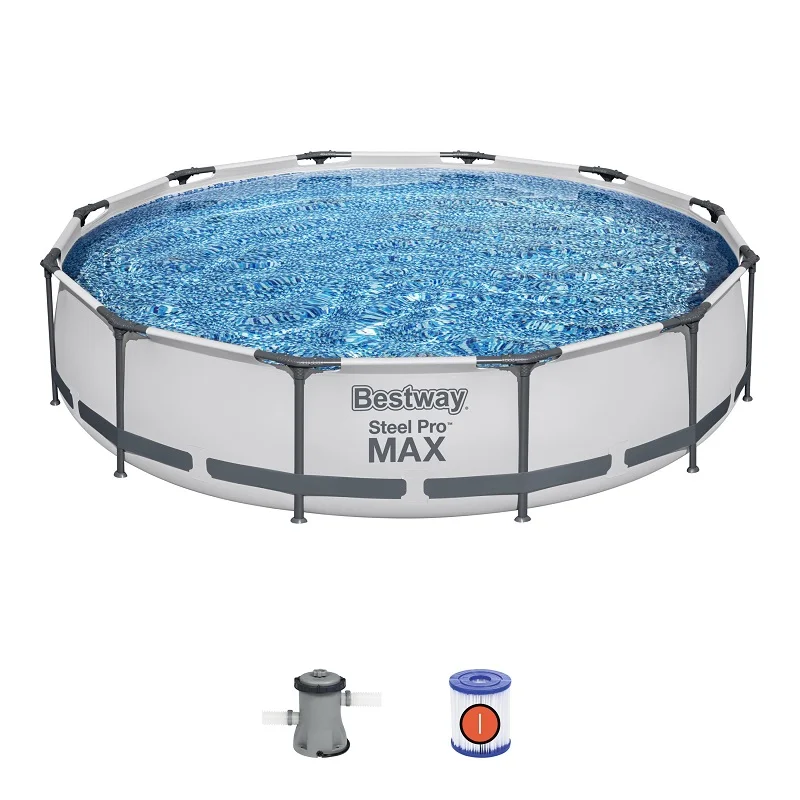 12Ft x 30in. Summer Water Games Family Outdoor Above-Ground Framed Pool Steel Professional Max Pool Set