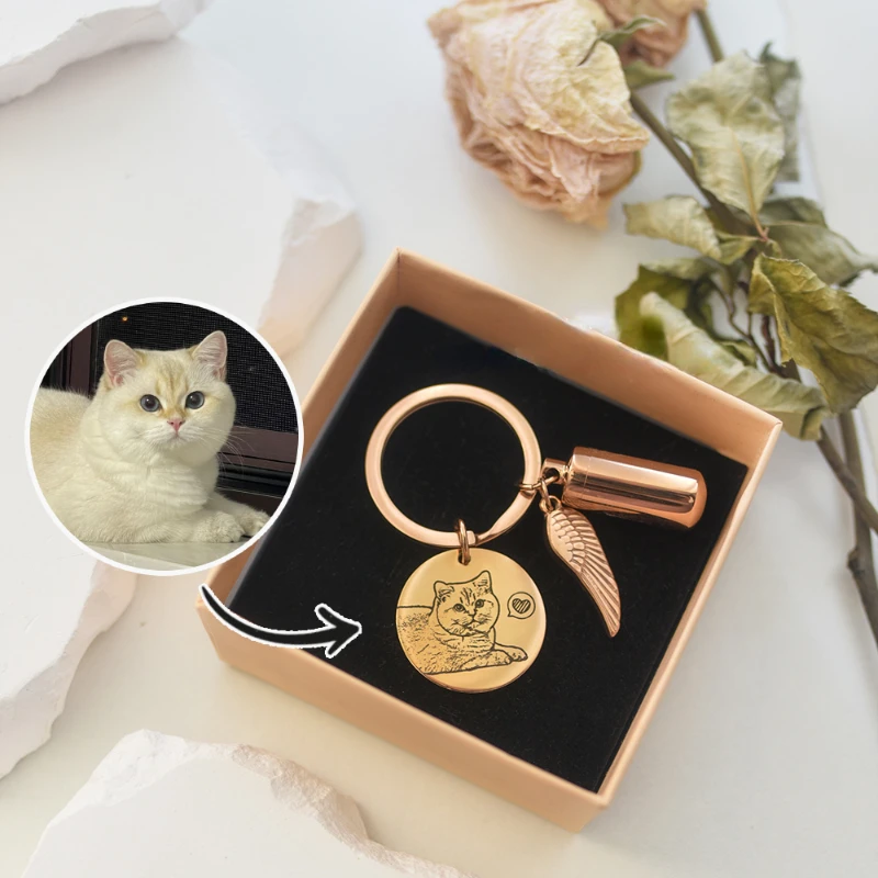 

Cure Series Pet Cat and Dog Carved Photos, Bone ash Can, Teeth, Hair Souirs, Keychain Capsules, Pendant Customization