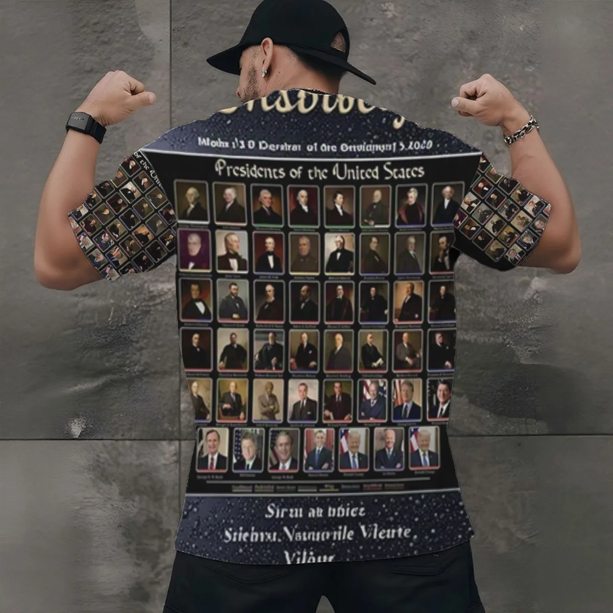 47 Presidents of the United States List (Updated including Trump) Poster New Arrival Fashion Men's Short Sleeve All-Over Print T
