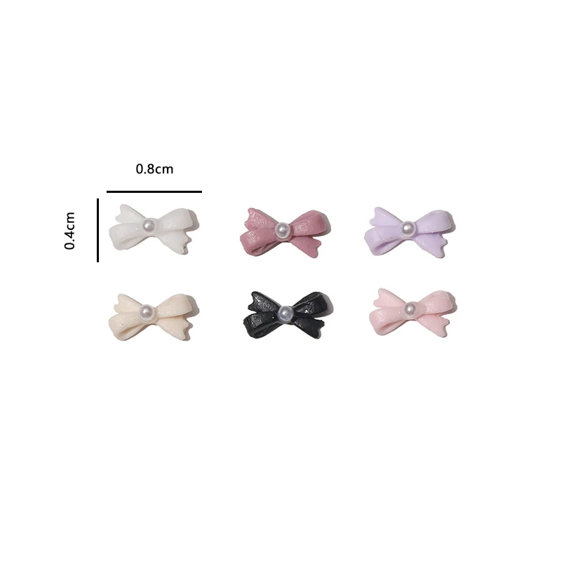 Gravata borboleta de resina incrustada com pérolas, decoração de arte de unha, laço de fundo plano, cor mista, acessórios diy para unhas, 30/100 peças