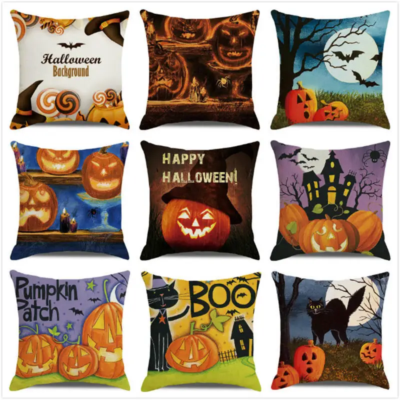 

Halloween Decor Cushion Cover Home Decorative Pillowcases Pumpkin Demon Ghost Spooky Forest Printed Pillow Cover Halloween Gifts