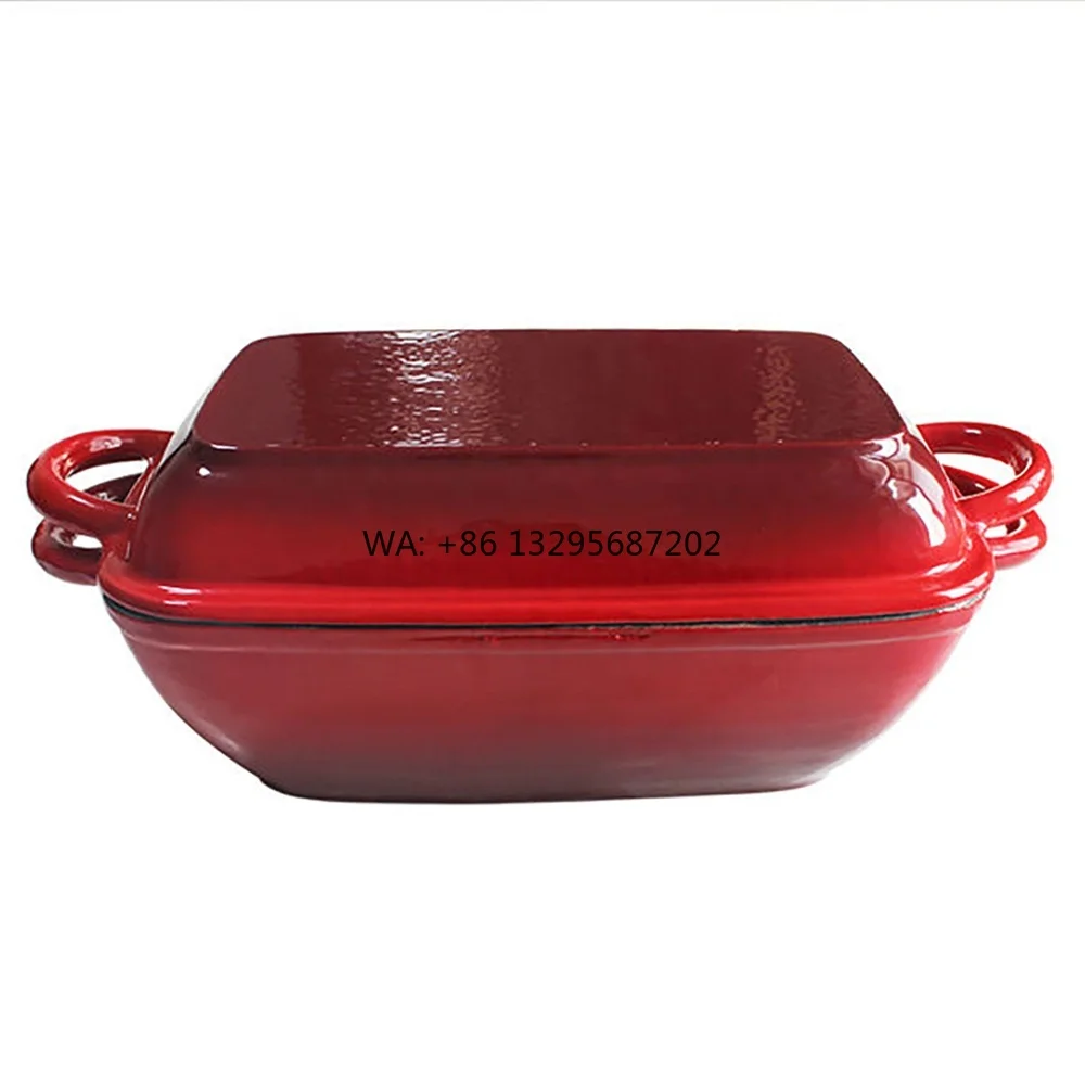 

Manufacturer Wholesale Multi-Purpose Rectangular Cast Iron Non-Stick Coating Eco-Friendly Gas Induction Ready Cast Iron Handle