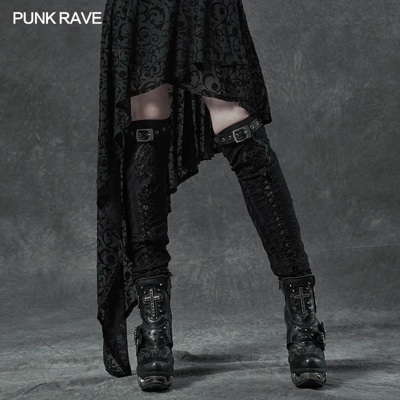 PUNK RAVE Nữ Gothic Tuyệt Đẹp Tinh Tế Chân Váy Ấm Áo Thun Tay Đan Hàng Ngày Chân Tay Nữ Đầu Gối Tay