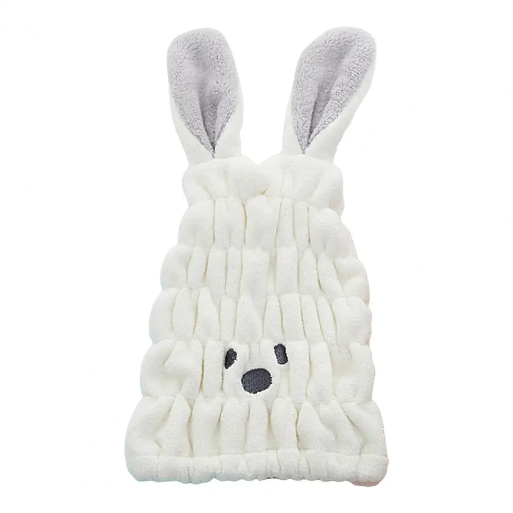 Hair Drying Cap Rabbit Ear Design Coral Fleece Winter Coldproof Adults Cute Strong Absorbing Dry Hair Hat Bath Towel Hat Turban