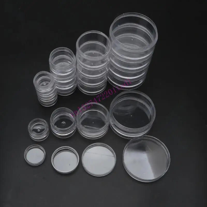 

M76B 5 Slot Plastic Round Clear Storage Jar Box for Beads Buttons Crafts Small Item