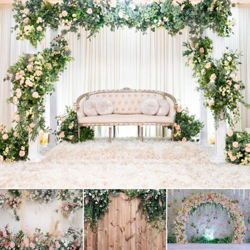 

Wedding Flower Scene Photography Background White Pink Floral Wall Bridal Shower Engaged Ceremony Backdrop Photo Studio ﻿