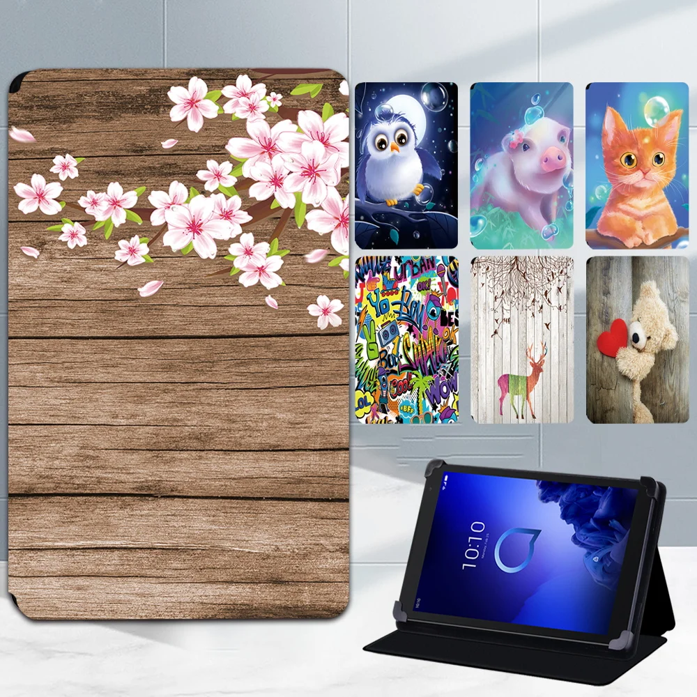 

Tablet Case for Alcatel 1T 10"/Alcatel 1T 7"/Alcatel 3T 10"/Alcatel 3T 8" Animal Print Leather Smart Flip Adjustable Stand Cover