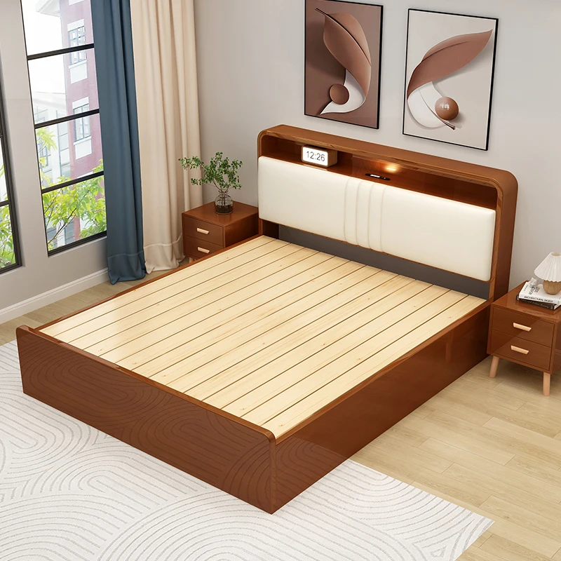 xx-Storage Cute Double Bed Sheets White Heavy Luxury Mattress Frame Double Bed Cheap Modern Cama Doble Bedroom Furniture Set^