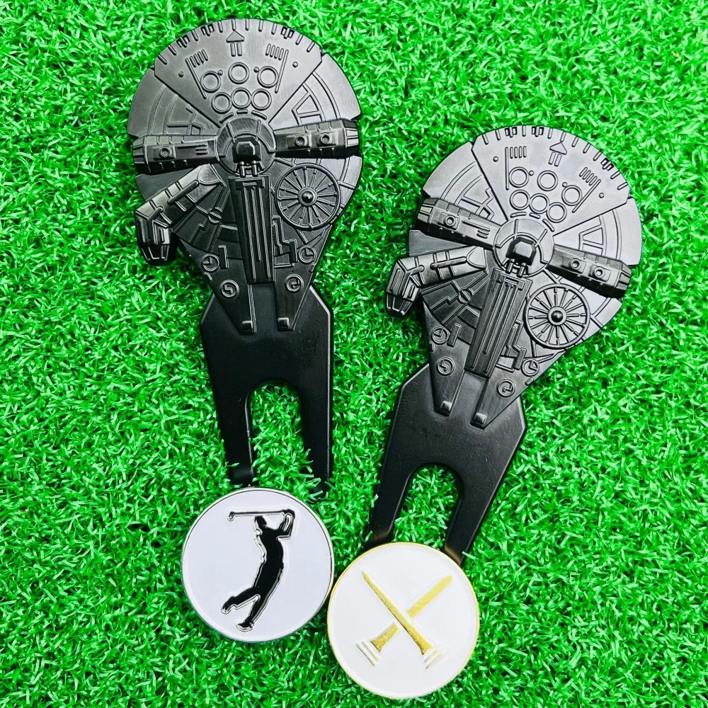 Neues Kreatives Raumschiff-Golf-Divot-Tool aus Zinklegierung in Grün mit Magnetischer Rückseite, Golf-Zubehör und -Ausrüstung – Detail 4