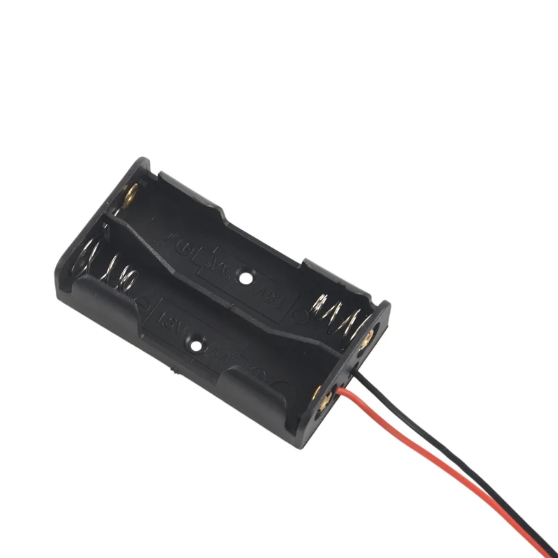 FULL-50 Stück 2 x 1,5 V AA-Batteriehalter, schwarz, mit Kabel