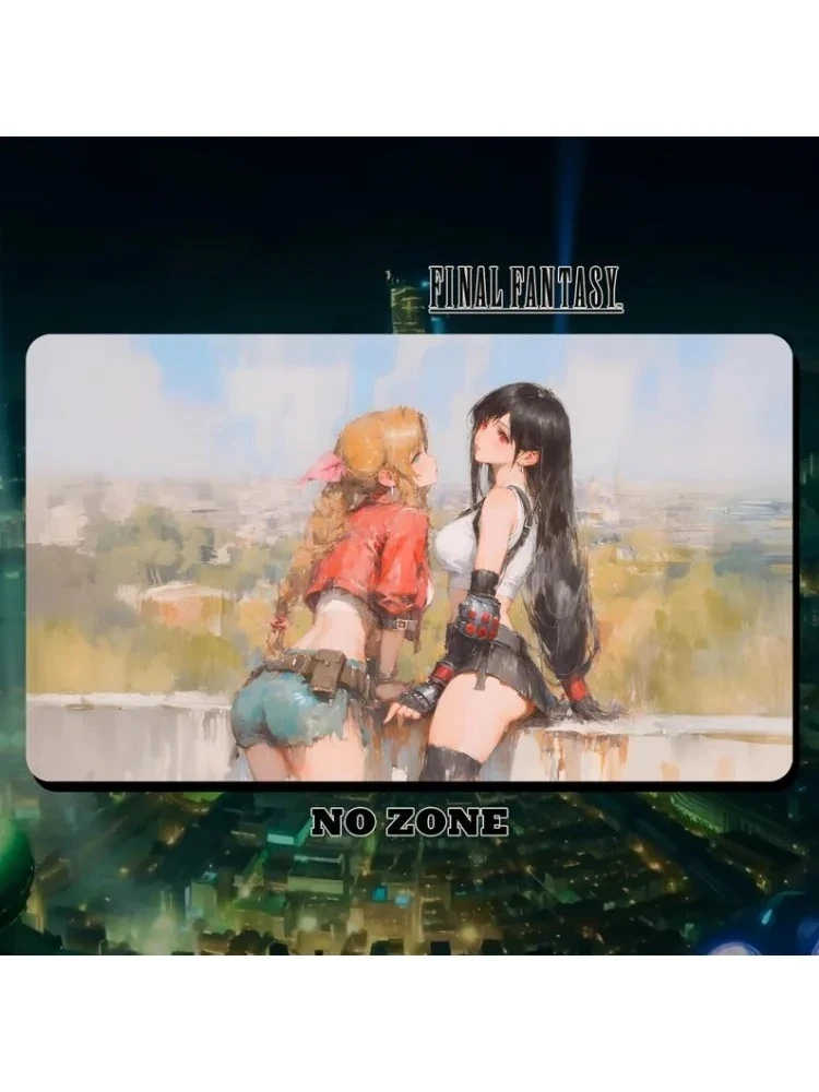 Playmat Final Fantasy Aerith Tifa 600 X 350mm Playmat Deskmat Stitched Edges Mousepad Gaming Table Office Accessory Mouse Mats