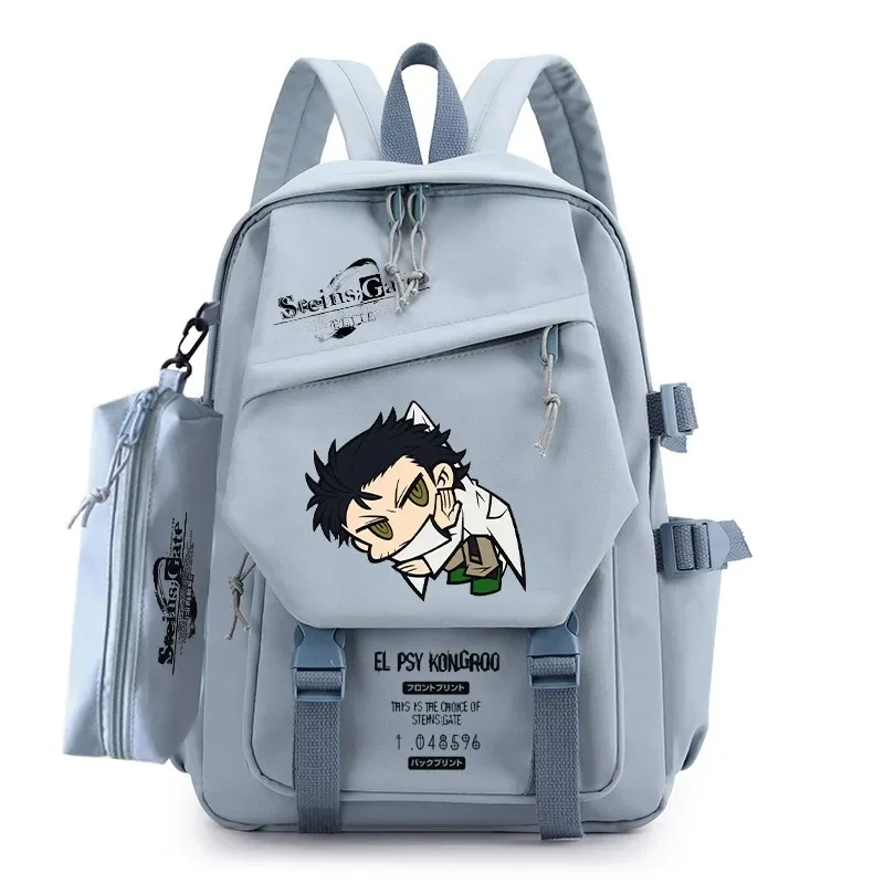 30×43×14cm Blue, Steins;Gate, Anime, Kids Teens School Bags Large Capacity Mochila Gift, Backpacks, Girls Boys