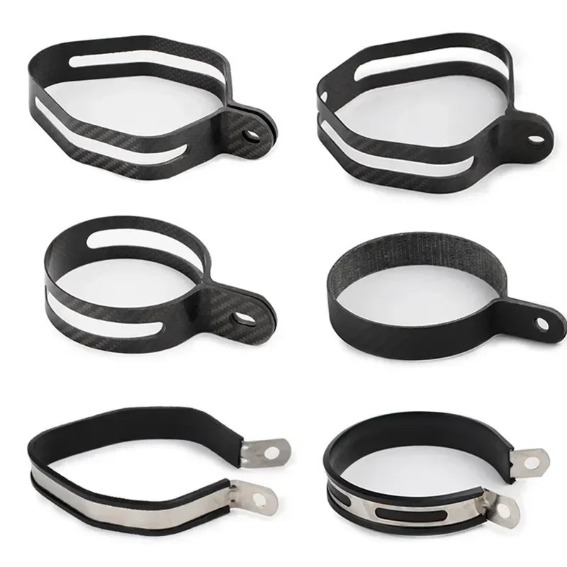 Universal carbon fiber bracket clamp retaining ring support bracket for motorcycle exhaust muffler sc Escape Moto exhaust pipe