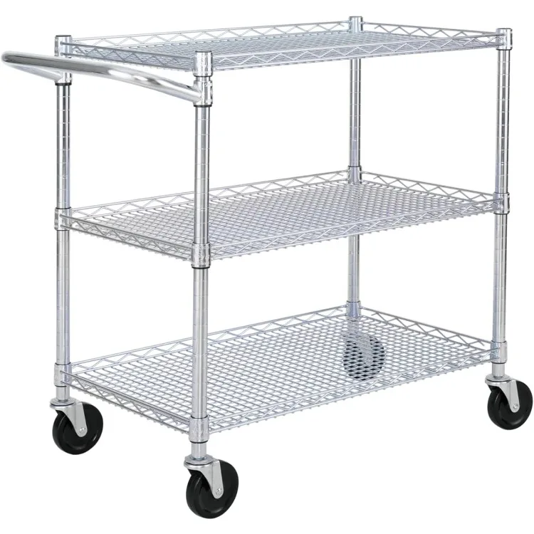 

UltraDurable NSF Commercial Heavy Duty Metal Rolling Utility Cart, w/ Steel Shelves, Handle Bar for Restaurant,