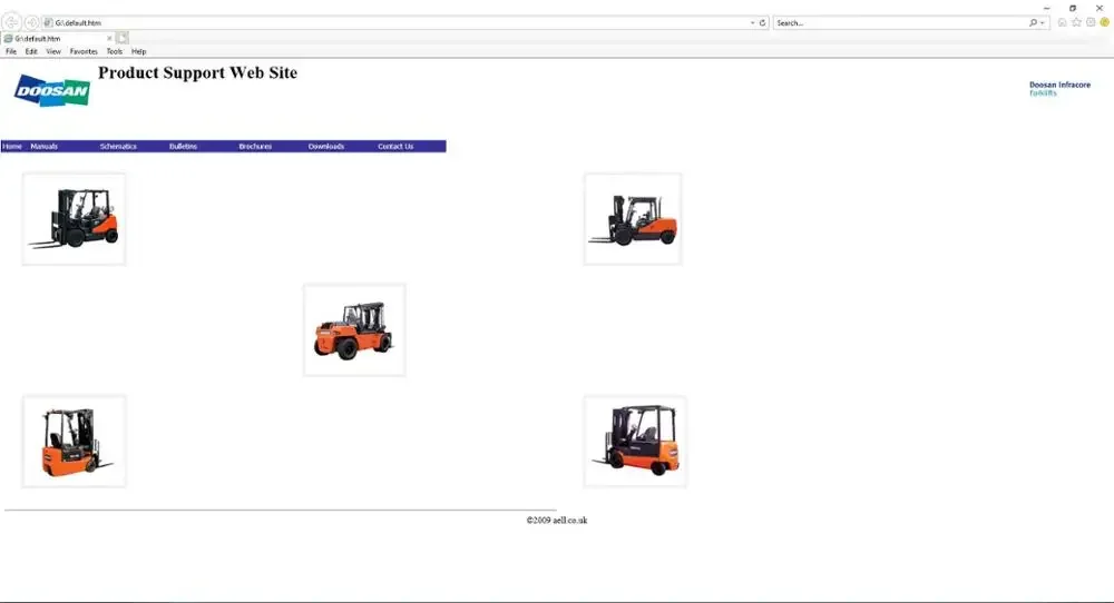 

Вилочный погрузчик Doosan Infracore 2009, ручная схема проводки и бюллетень