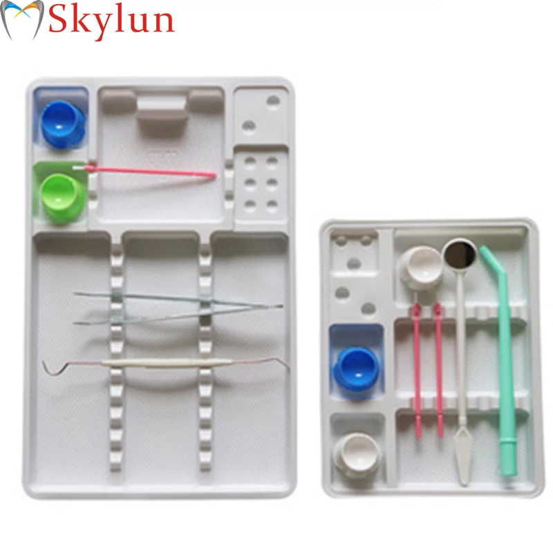 

SKYLUN 500PCS Dental Tray Disposable Consumable Plastic Pallets Segregated Placed Dental Instruments Appliances SL408