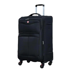 SwissGear Sion Softside Expandable Roller Luggage, Blue, Checked-Medium Ultra Lightweight Softside Luggage with Spinner Wheels