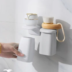 Creative Magnetic Suction Mouthwash Cup Wall-mounted Toothbrush Rack Upside-down Brushing Cup Holder Home Bathroom Accessories