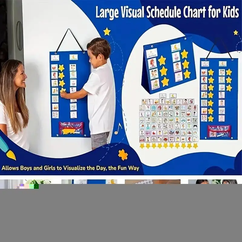Daily Routine Chart For Kids Toddler Wall Schedule Visual Schedule Daily Routine Chart With 72 Cards For Home And Family