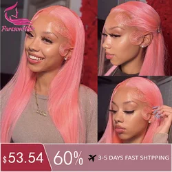 Parkson-Perruque Lace Front Wig Naturelle Lisse, Cheveux Lisses, Rose, 13x6, 13x4, HD, 613 de Couleur, pour Femme, 250