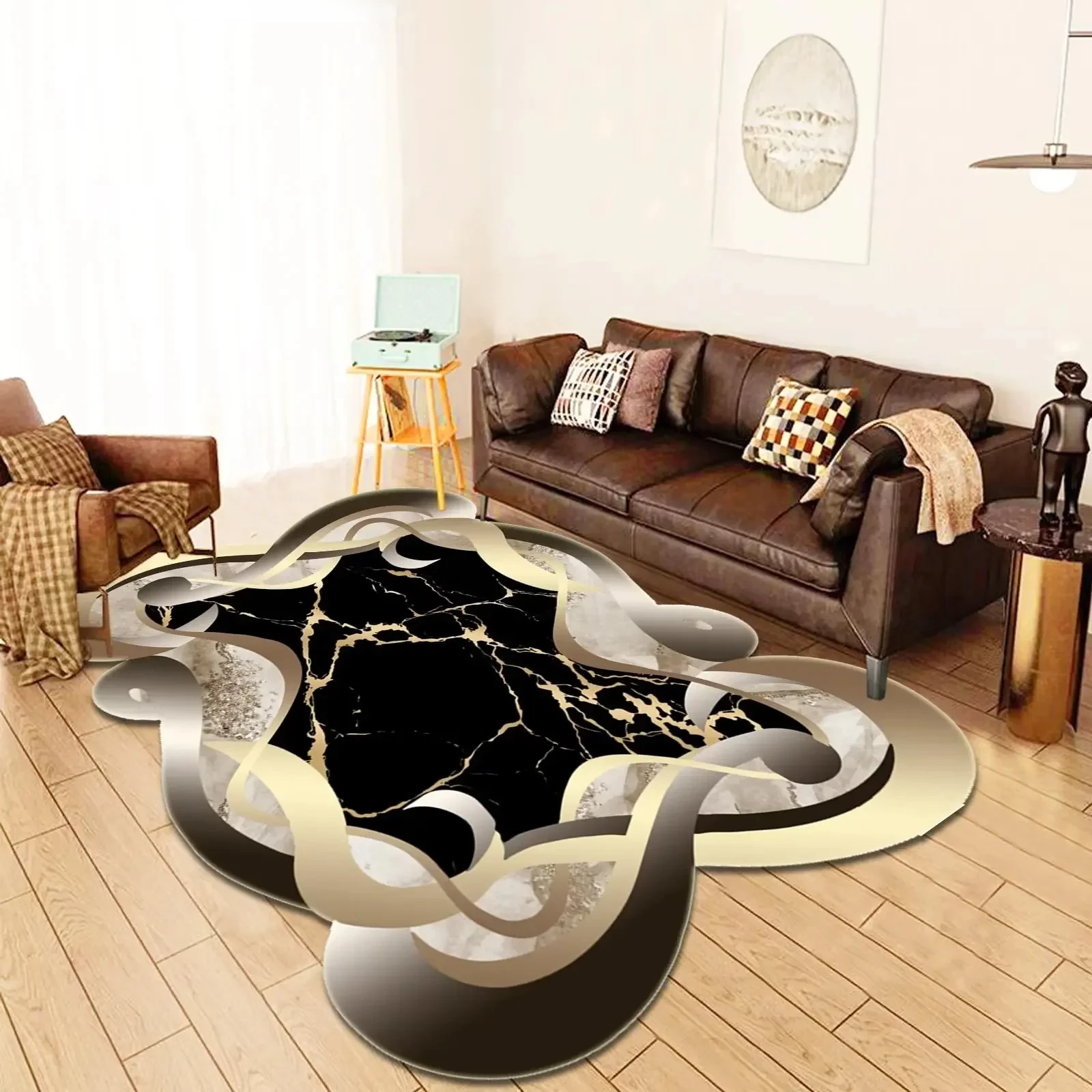 Special-shaped Luxury carpets for living room gold bedroom 200x300 Large Area Rugs Decoration Home Washable Non-slip Floor Mat