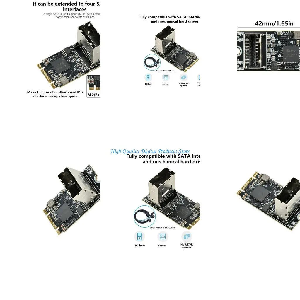 

U2JE Professional M.2 NVMe To SATA3 Conversion Card, 4 Port For NAS Data Managemen