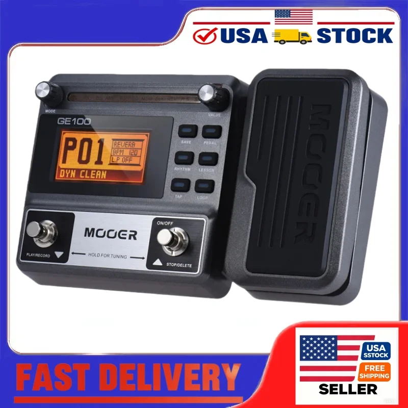 

MOOER GE100 гитарная педаль процессора с мультиефектами и тюнером для записи циклических 80 предустановостей, симулятор усилителя для практики электрогитары