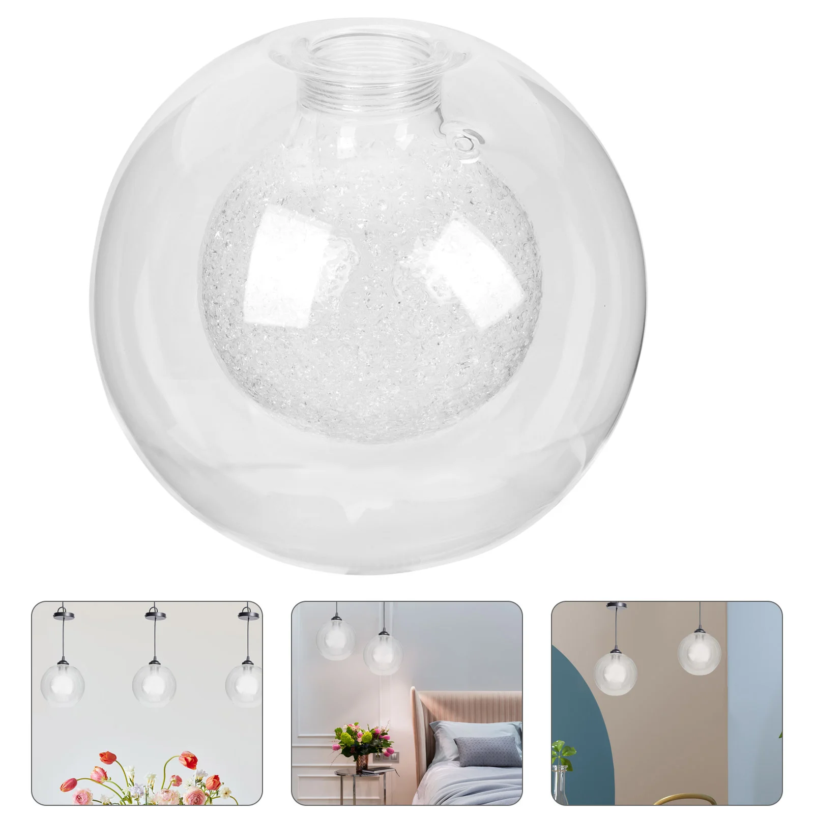 

100mm Diameter Clear Glass Globe Lampshade Ceiling Chandelier Light Cover Replacement for Pendant Lamp Easy Install for Home