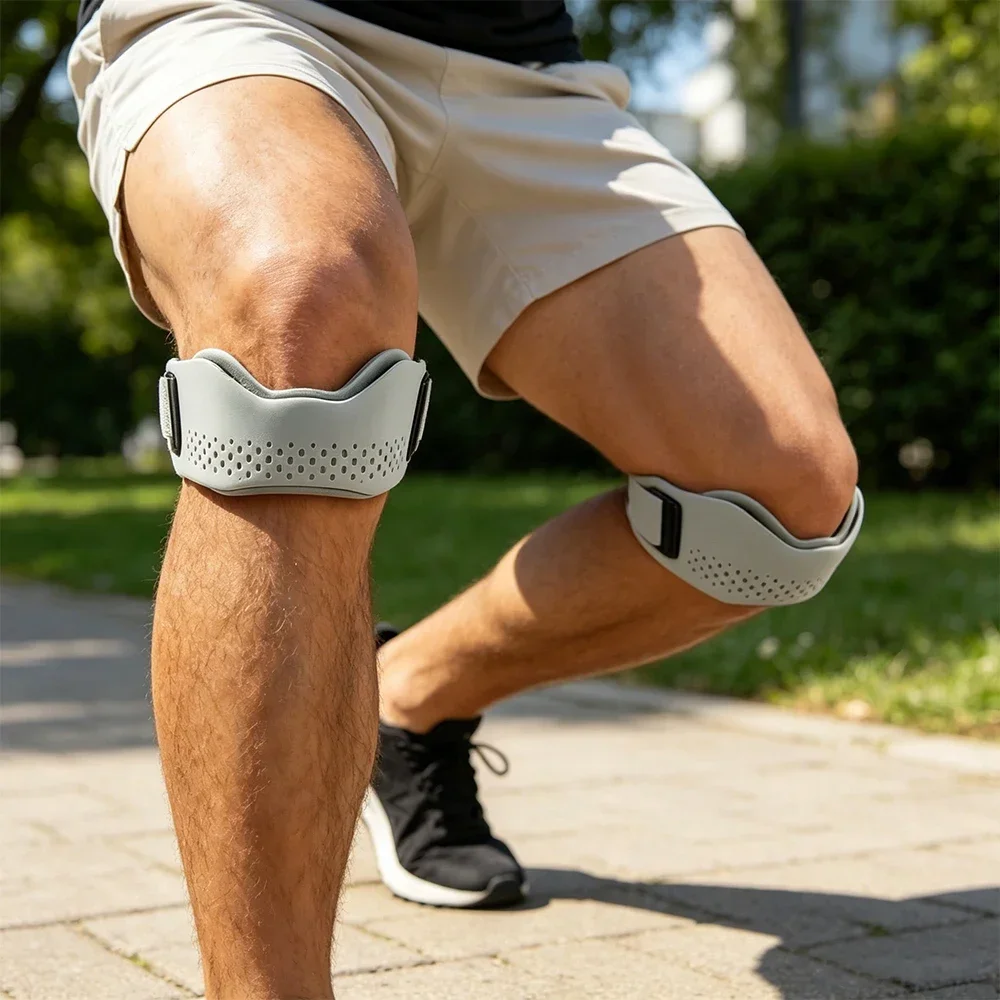 1/2 Stück Silikon-Patellasehnen-Stützband, verstellbare Kniegurte für Männer und Frauen, Sport, Laufen, Tennis, Springerknie – Detail 9