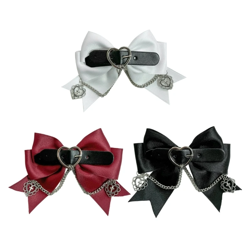 Nơ Tóc Dây Xích Trái Tim Kẹp Tóc Goth Barrettes Nữ Tóc Kiểu N58F