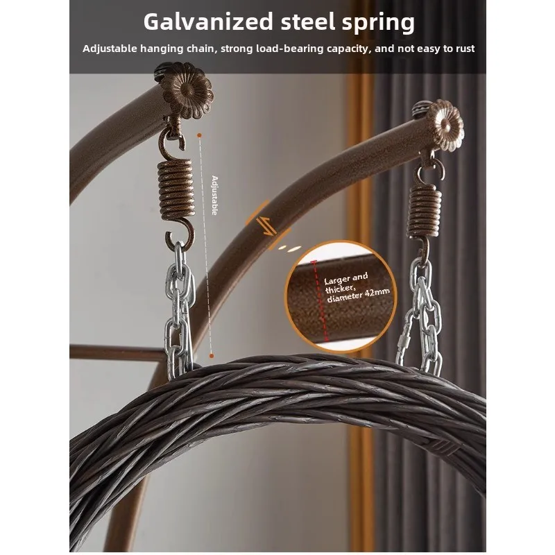 

hot sales Basket Rattan Lazy Chair Rocking Balcony Swing Cradle Courtyard Double Indoor Hammock Household Hanging Orchid