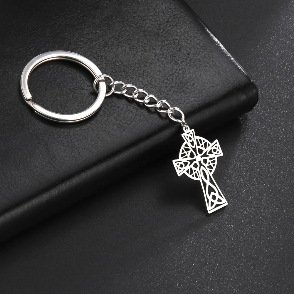 

Dreamtimes Fashion Cross Pendant Keyring Stainless Steel Celtic Knot Men's Car Gifts Souvenir Jewelry Accessories Wholesale