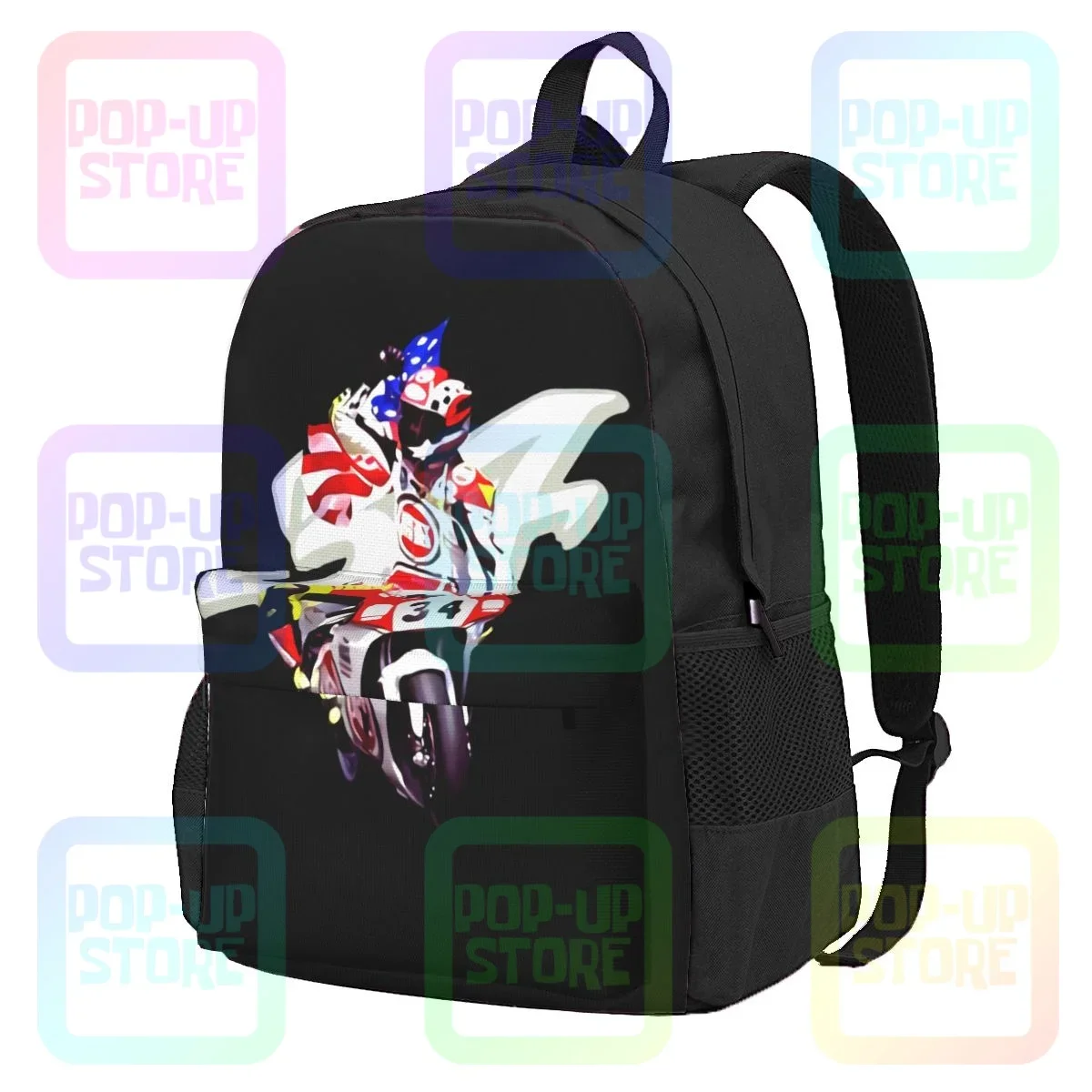 

Kevin Schwantz The Wheelie King Of The Mountain Signature Large Capacity Backpack Bookbag Beach Bag