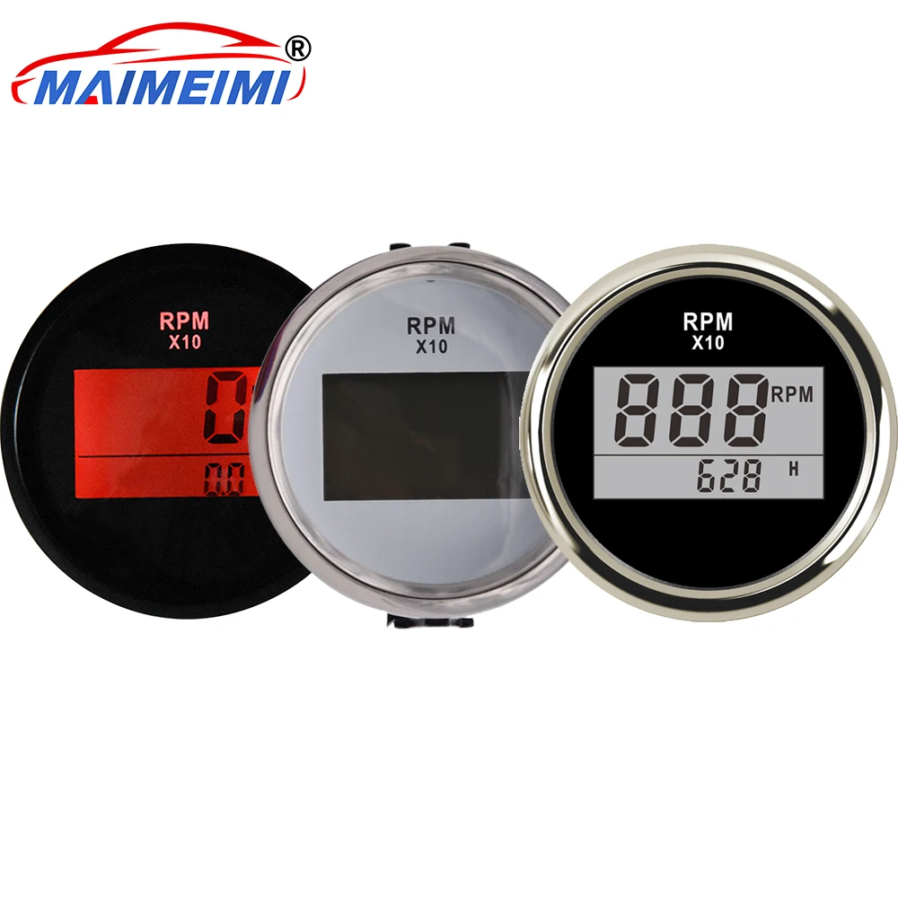 

0-9990 RPM Auto Truck Boat Digital Tachometer With Hourmeter Red Backlight for Boat Car Truck Motorcycle 9-32V